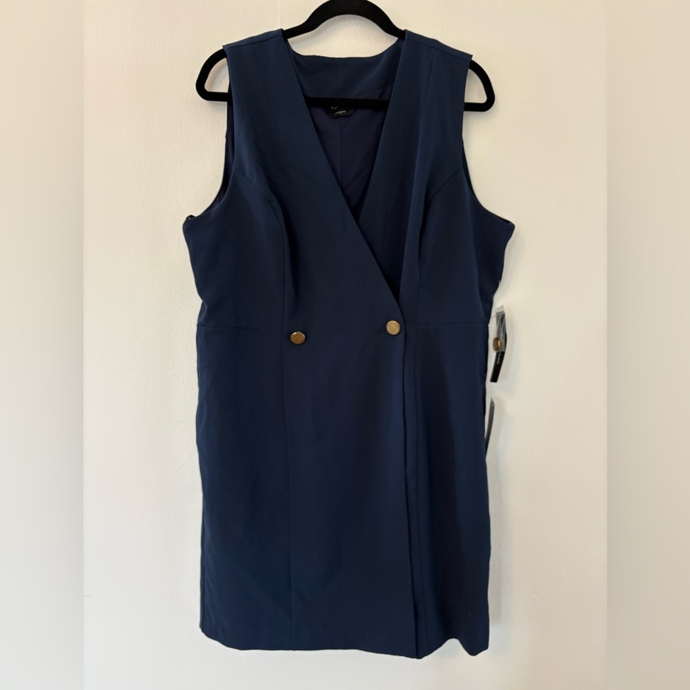 NWT Bebe sleeveless Button Front Blue Dress Sue XL